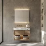 Badeværelse Badeværelsesspejl med baggrundsbelysning top og bund 80x60 cm