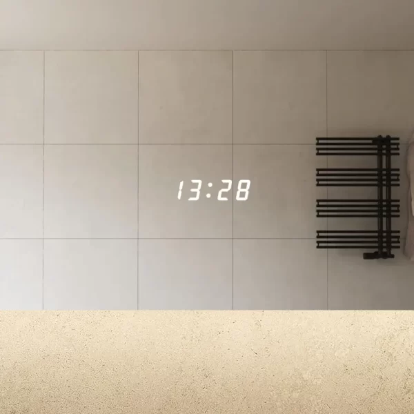 Digital ur moderne badeværelse spejl med led-lys ur og antidug 140x70 cm