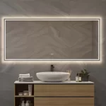 Trendy badeværelsesspejl med spejlvarme belysning og touch-sensor 160x70 cm