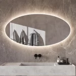 Ovalt spejl med LED belysning dugfri og lysstyring 140x70 cm
