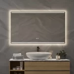 Badeværelsesspejl med vandret LED lys top og bund og antidug 120x70 cm