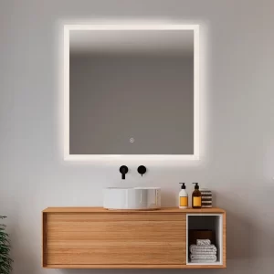 Freja spejl med lys farveskift 80x80 cm