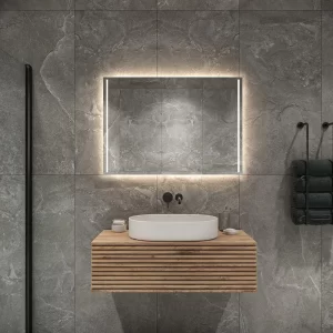 Moderne badeværelsesspejl med belysning antidug og touch sensor 100x70 cm