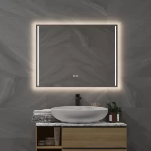 Moderne badeværelsesspejl med belysning antidug og touch sensor 80x70 cm