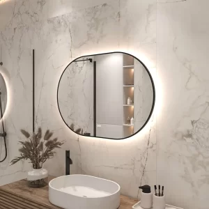 Moderne spejl med LED lys fra varm til kold farve lys dæmper og dugfri 140x70 cm