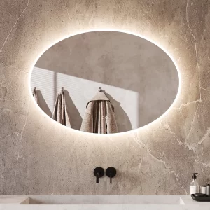 Ovalt spejl med LED-belysning dugfri og lysstyring 100x70 cm