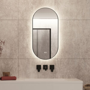 Moderne spejl med LED lys fra varm til kold farve lys dæmper og dugfri 40x80 cm