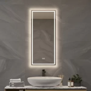Spejl med LED-lys dæmpningsfunktion og dugfri 40x90 cm