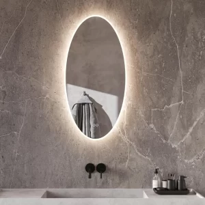 Ovalt Spejl Med Led-Belysning Dugfri Og Lysstyring 45×90Cm