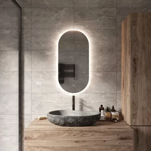 Elegant Ovalt spejl med lysregulering og antidug 45x90 cm