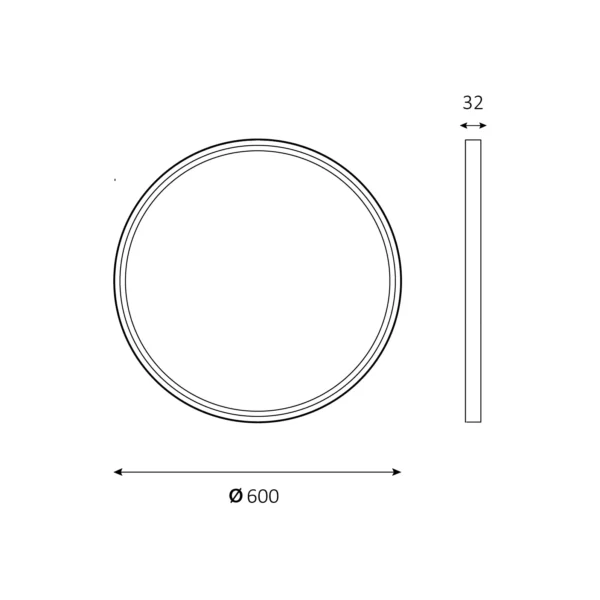 Teknisk luna rundt spejl med sort ramme 4000k 60mm