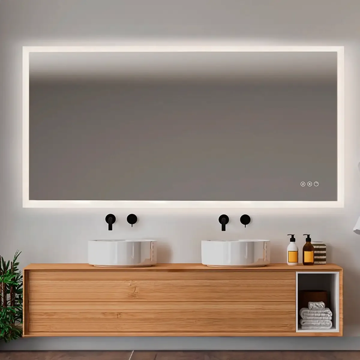 Freja spejl med antidug og farvetemperatur fra 3000-6000K 160x80
