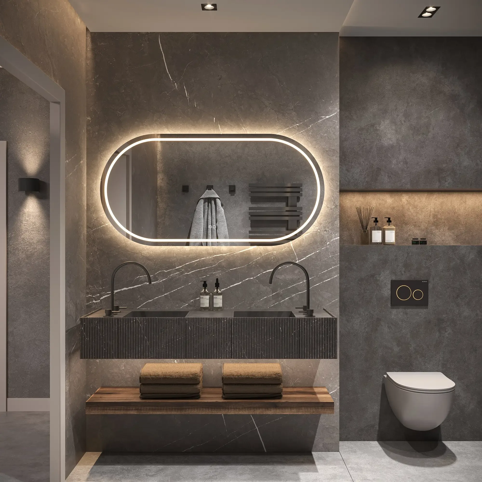 Opera-5 Phantom Mirror 100–140 x 70 cm Opera-5 Phantom Mirror med frontbelysning, 100–140 x 70 cm