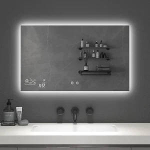 Smart Mirror med belysning vejrstation og spejlvarme 100x60 cm