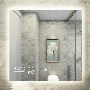 Smart Mirror med belysning vejrstation og spejlvarme 60x60 cm