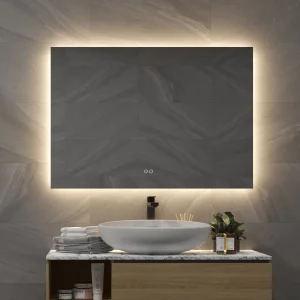 Spejl med baggrundsbelysning lysstyring og antidug 80x70 cm