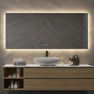 Spejl med baggrundsbelysning lysstyring og antidug 140x70 cm
