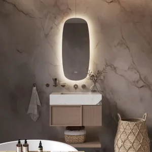 Trendy ovalt spejl med lysstyring og antidug 40x90 cm
