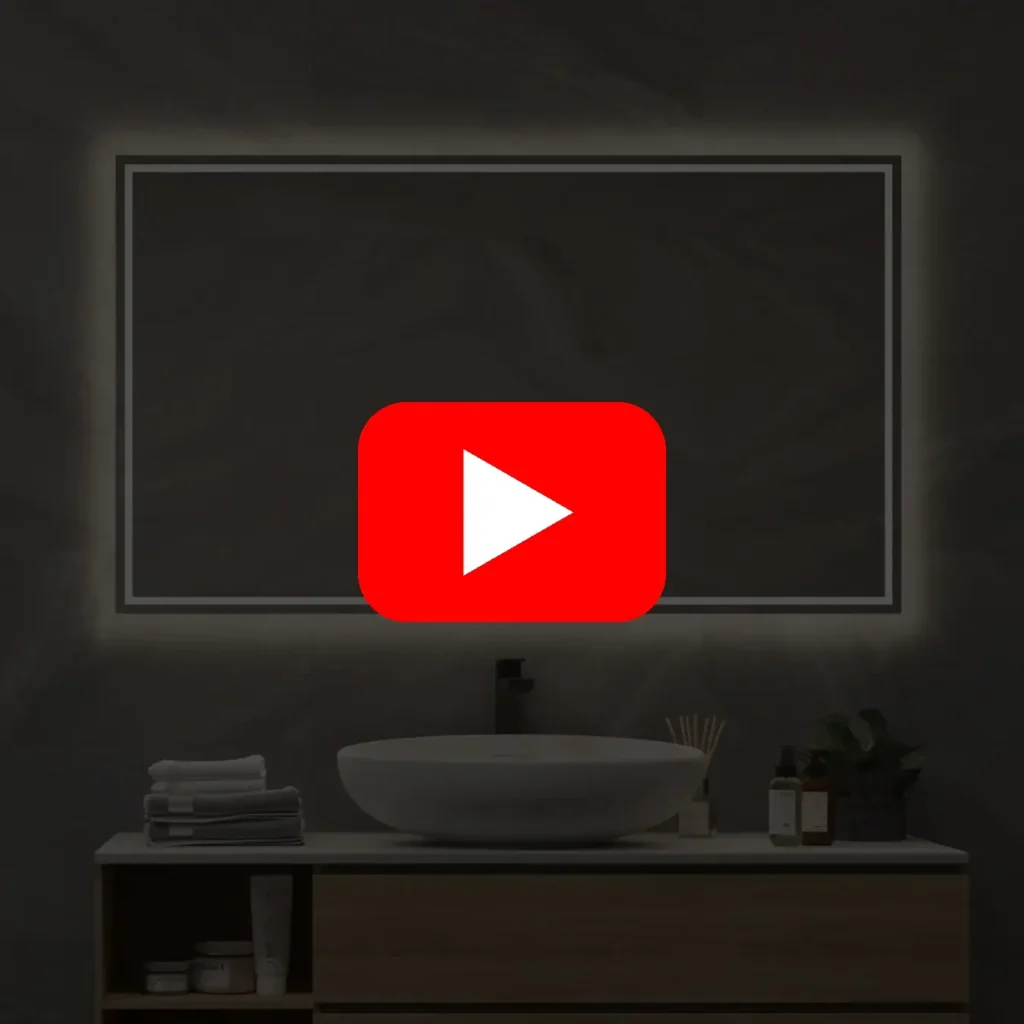 Produktvideo: badeværelse spejl med varme belysning og berøringssensor 120x70 cm Video af spejl i 120×70 cm med berøringssensor