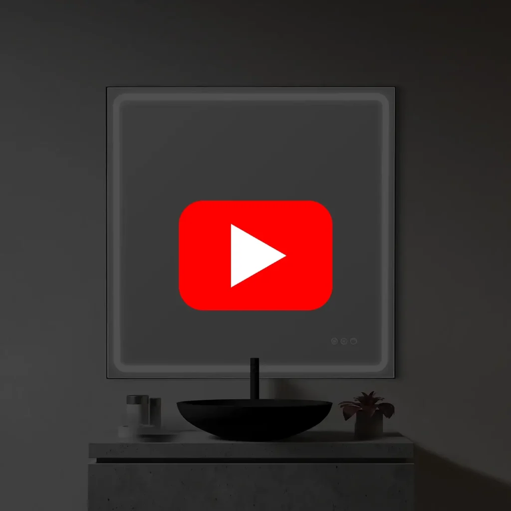 Video af spejl med antidug og justerbar farvetemperatur