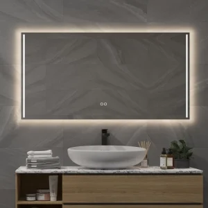 Moderne badeværelsesspejl med belysning antidug og touch sensor 120x70 cm