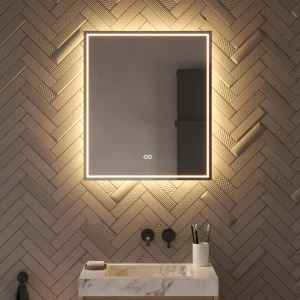 Moderne LED-spejl med spejlvarme og berøringssensor 60x70 cm