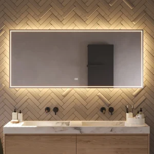 Trendy badeværelsesspejl med spejlvarme belysning og touch-sensor 160x70 cm